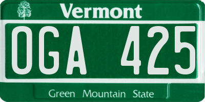 VT license plate OGA425