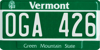 VT license plate OGA426