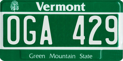 VT license plate OGA429