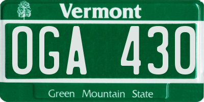 VT license plate OGA430