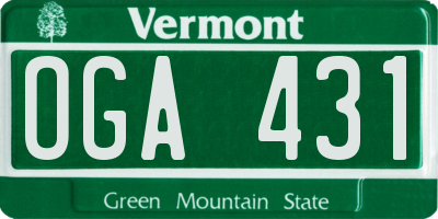 VT license plate OGA431