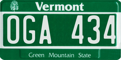 VT license plate OGA434