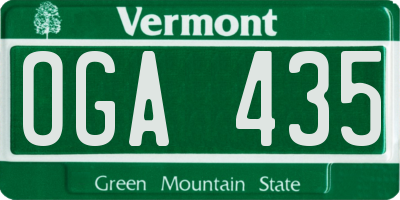 VT license plate OGA435