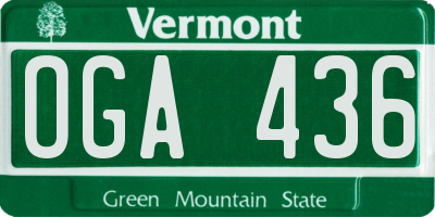 VT license plate OGA436