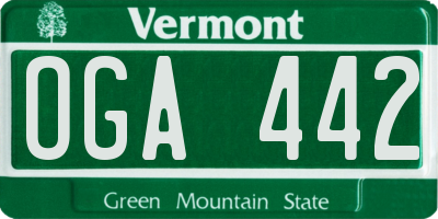 VT license plate OGA442