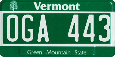 VT license plate OGA443