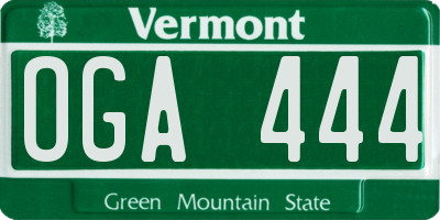 VT license plate OGA444