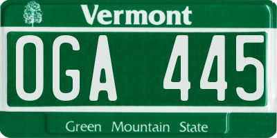 VT license plate OGA445