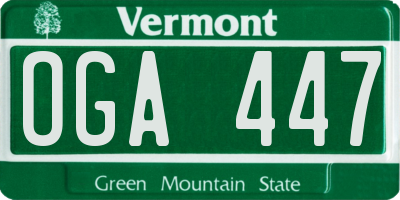 VT license plate OGA447