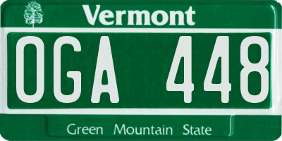 VT license plate OGA448