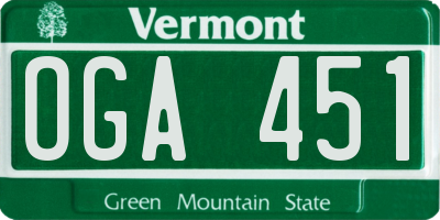 VT license plate OGA451