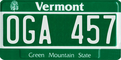VT license plate OGA457