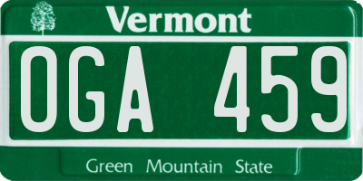 VT license plate OGA459