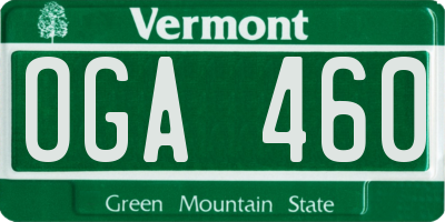 VT license plate OGA460