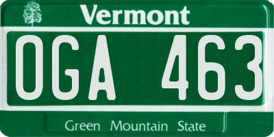 VT license plate OGA463