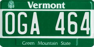VT license plate OGA464
