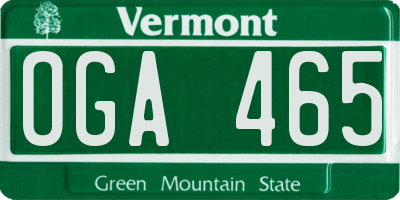 VT license plate OGA465