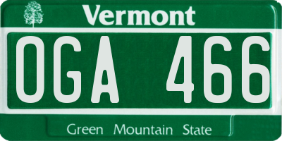 VT license plate OGA466