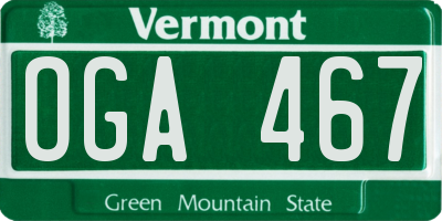 VT license plate OGA467