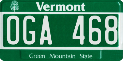 VT license plate OGA468