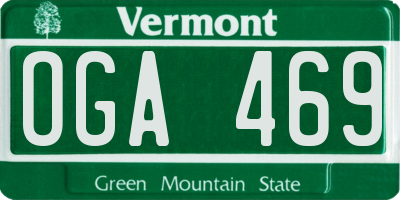 VT license plate OGA469