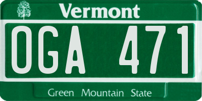 VT license plate OGA471