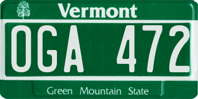 VT license plate OGA472