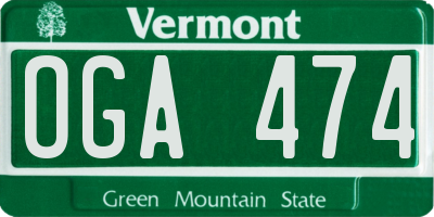 VT license plate OGA474