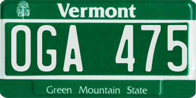 VT license plate OGA475