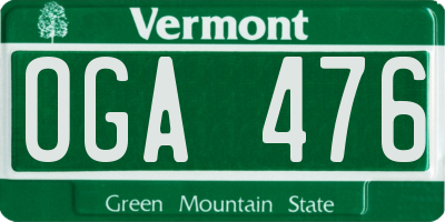 VT license plate OGA476
