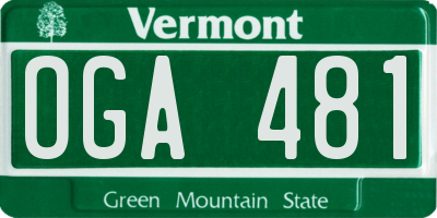 VT license plate OGA481