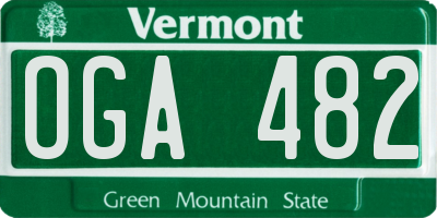 VT license plate OGA482