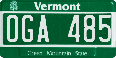 VT license plate OGA485