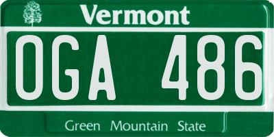 VT license plate OGA486