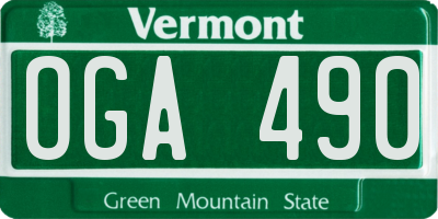 VT license plate OGA490