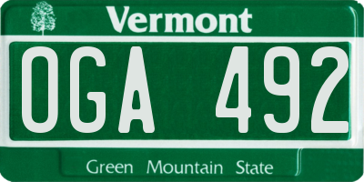 VT license plate OGA492