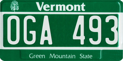 VT license plate OGA493