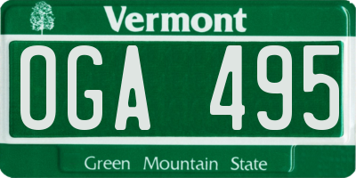 VT license plate OGA495
