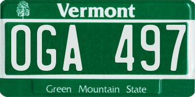 VT license plate OGA497