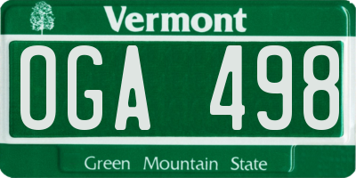 VT license plate OGA498