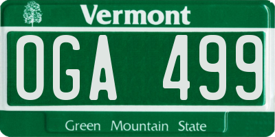 VT license plate OGA499