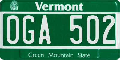 VT license plate OGA502