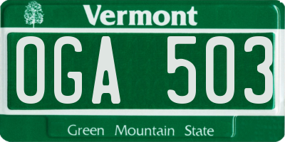 VT license plate OGA503