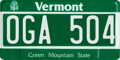 VT license plate OGA504