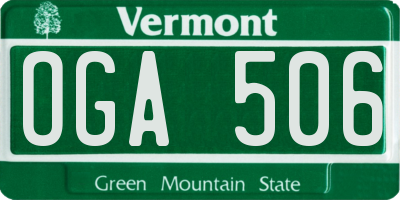 VT license plate OGA506
