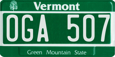 VT license plate OGA507