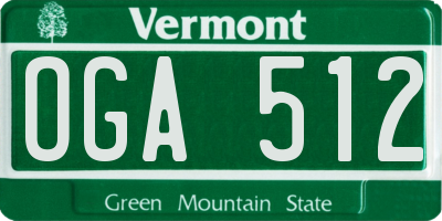 VT license plate OGA512