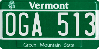VT license plate OGA513