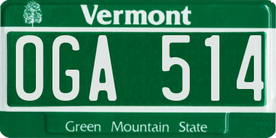 VT license plate OGA514