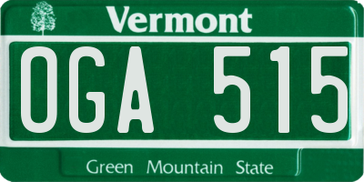 VT license plate OGA515